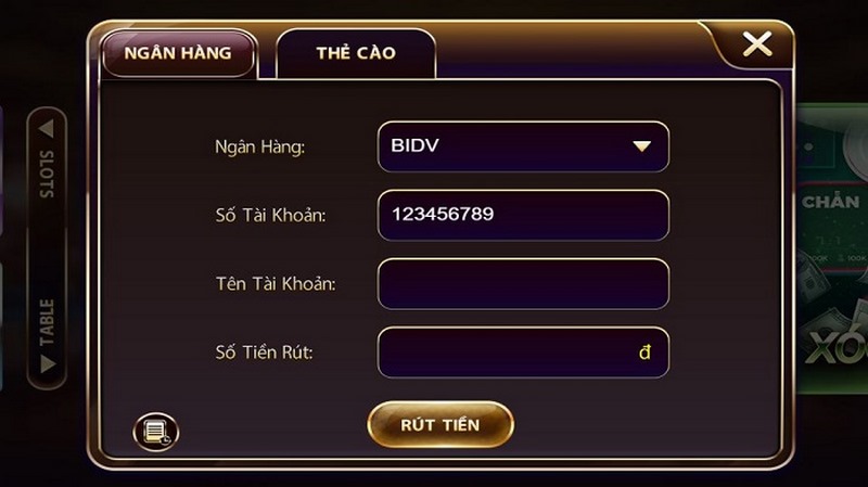 Chức năng rút tiền tiện lợi và dễ thao tác ở cổng game